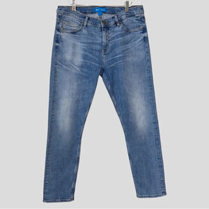 M.I.H. Mid Rise Skinny Boyfriend Tomboy Light Blue Wash Jeans, 31